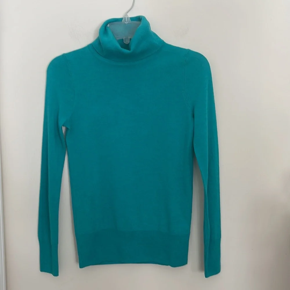 NWOT J. Crew Teal Green Merino Wool Turtleneck Sweater